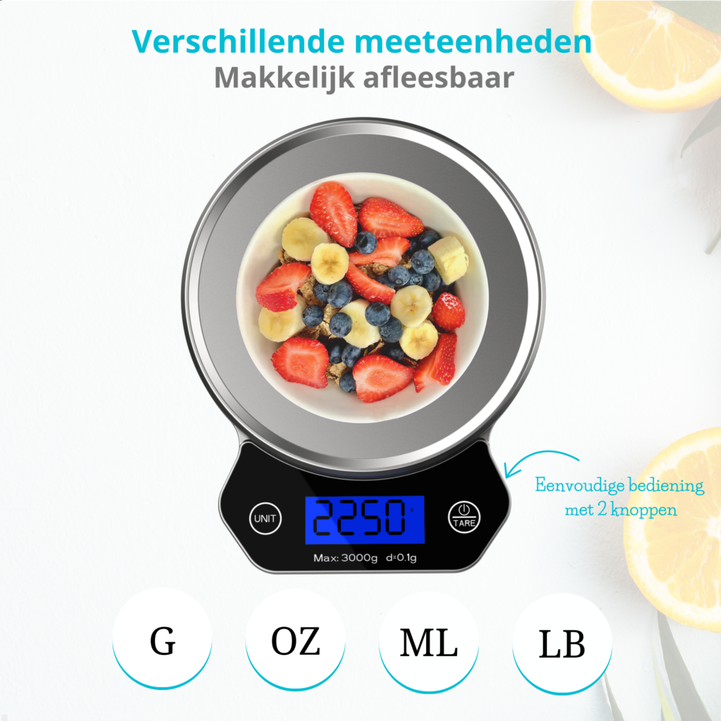 EMGA Weegschaal elektronisch plateau 30x30cm 060kg/10gr | 315x305x40(h)mm